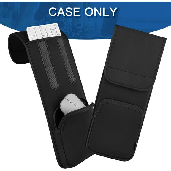 ASIASN-Keyboard Sleeve Travel Case for Wireless Bluetooth Full Size Keyboards (up to 20 Inches), 6.5" x 17.5" up to 6.5" x 20" Neoprene Protective Keyboard Case with Mouse Storage Pocket (Black)