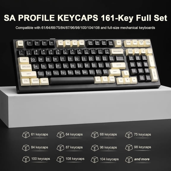 ASIASN-Keycaps- Double Shot PBT Custom Keycap Set, Rome Minimalist Style 161 Keys, Suitable for 65% 75% 80% 98% 100% All Kinds of Mechanical Keyboards with Cross Shaft, with Key Puller