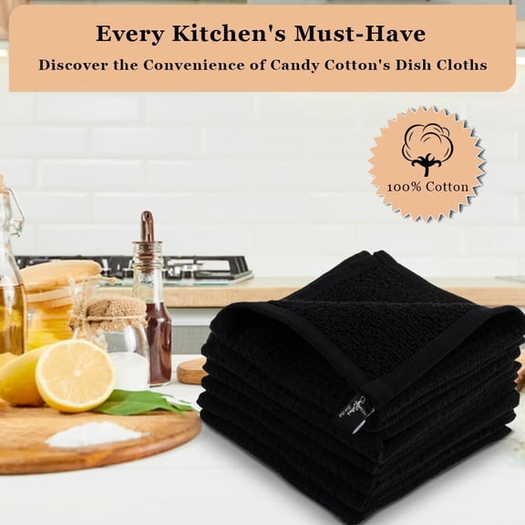 ASIASN-Kitchen Cleaning Dish Wash Cloths Waffle Terry Design Kitchen DishCloths|Washable 12x12 Cotton Dish Rags for Drying Dishes|Counter Top Barista Dust Wipes|Spring Easter Basket Decor| 6 Pc Set-B