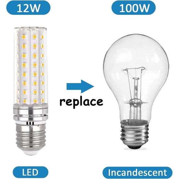 ASIASN-LED Corn Light Bulb 120W Equivalent 1200 Lumen 12W E26/E27 Base Non-dimmable Corn Lighting for Home Garage Warehouse Indoor LED Corn Bulbs Pack of 4 (Warm White)