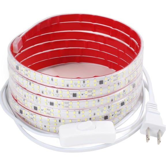 ASIASN-LED Strip Lights 6.56ft AC 110V Flexible Rope Lights 240LEDs/m 3000K Warm White Cuttable Outdoor Waterproof Strip Lights Double LED Beads for Living Room Under Cabinet Lighting