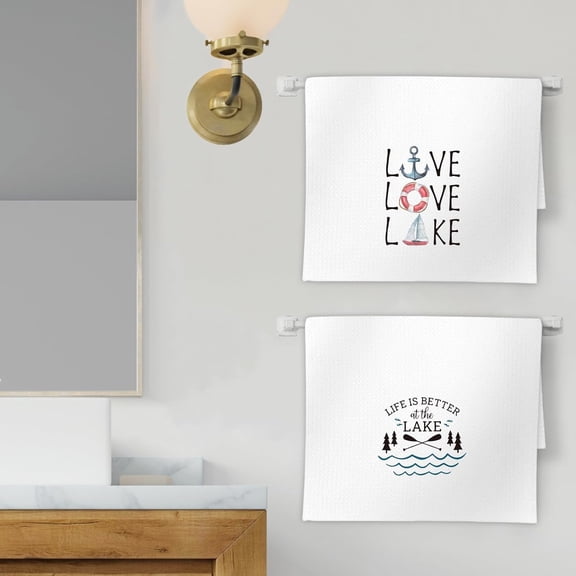 ASIASN-Lake House Decor Kitchen Towels Set of 2, Lake Gifts Dish Towels, Life is Better at The Lake Decorative Hand Towels for Bathroom Kitchen,Lake Lover House Bathroom Kitchen Decor(16x24 Inch)