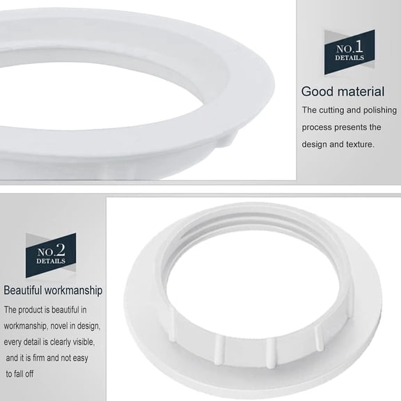ASIASN-Lamp Shade Rings+Plastic Lampshade, Lock Socket Replacement for Standard Base Threaded Lamp Holder,Thread Diameter 1-1/2 Inches (2-Pack)