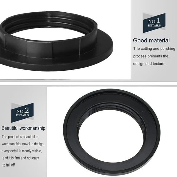 ASIASN-Lamp Shade Rings+Plastic Lampshade, Lock Socket Replacement for Standard Base Threaded Lamp Holder,Thread Diameter 1-1/2 Inches (4-Pack)