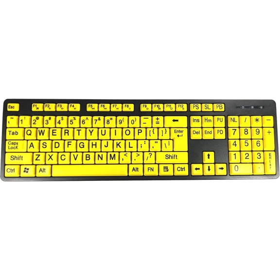 ASIASN-Large Oversized Print Letter Wired USB 104 Keys High Contrast Keyboard for Desktop PC Computer
