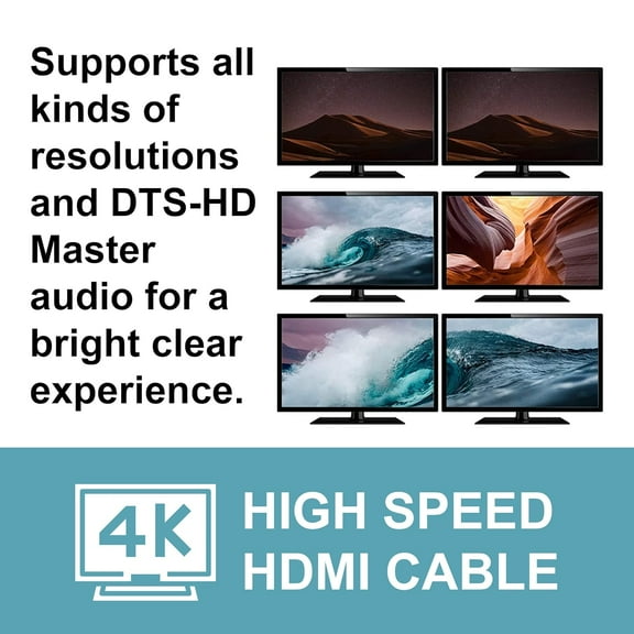 ASIASN-Legrand 4K HDMI Cable - High Speed, 6ft, 2-Pack, Black