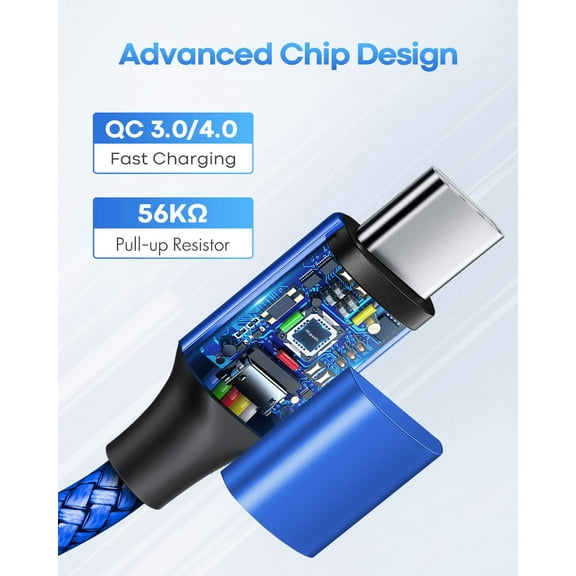 ASIASN-Long USB C to USB C Cable [20ft, 1-Pack], 20 Foot USB 2.0 Type C to Type C Charging Cable, Nylon Braided Cord, for Samsung Galaxy, Note, Fold, LG, Moto, Pixel, Switch & USBC Laptop Tablet