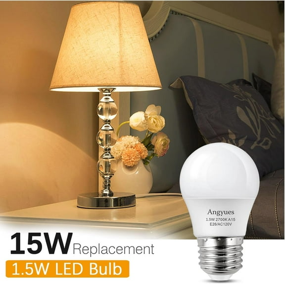ASIASN-Low Watt Light Bulbs, 1.5W LED Bulb Equivalent 15W20W Light Bulbs,A15 LED 15 Watt Light Bulbs Soft White 2700K Low wattage Energy Saving Home Light Bulb E26 Base Non-Dimmable 8Pack