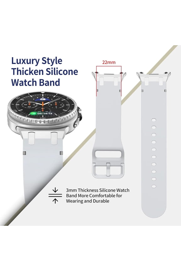 -Luxury AP Fashion Style Band for Samsung Galaxy Watch 8 44mm 40mm/Watch8 Classic 46mm, Silicone Replacement Strap with Metal No Gap One Click Attachment Connector