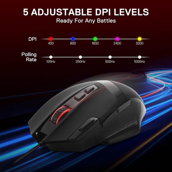 ASIASN-M619 RGB Gaming Mouse, 12800 DPI Wired Optical Mouse with 8 Programmable Buttons & Ergonomic Natural Grip Build, Software Supports DIY Keybinds