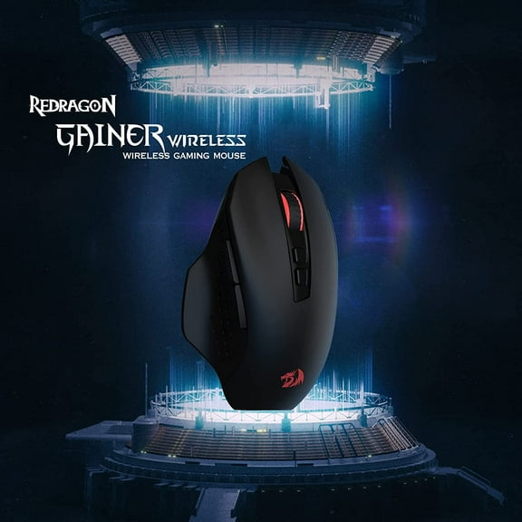 ASIASN-M656 Gainer Wireless Gaming Mouse, 4000 DPI 2.4Ghz Wireless Mouse w/ 5 DPI Levels, 7 Macro Buttons, Red LED Backlit & Pro Software/Drive Supported, for PC/Mac/Laptop