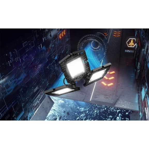 ASIASN-MEGREZO LED Garage Lights 50W, Three Leaf Led Garage Ceiling Lights - 2 Pack, Daylight