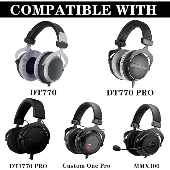 ASIASN-MMX300 Replacement Ear Pads Compatible with Beyerdynamic DT770 DT770 PRO,DT1770 PRO,Custom One Pro Headphones (Black)