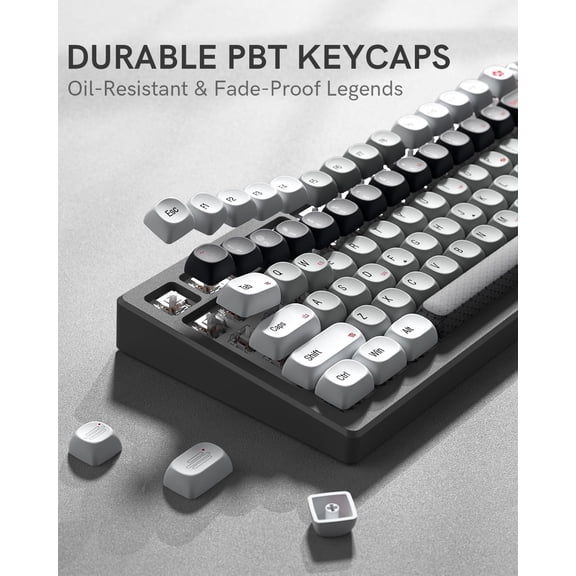 ASIASN-MOA Profile PBT Keycaps,132 Keys Janese Style Gray White Red Keycap Set, Dye-Sublimation, MOA Profile, Cute Anime Theme for Most 60% 65% 75% 80% 100% US Layout Cherry MX Switches Mechanical Ke