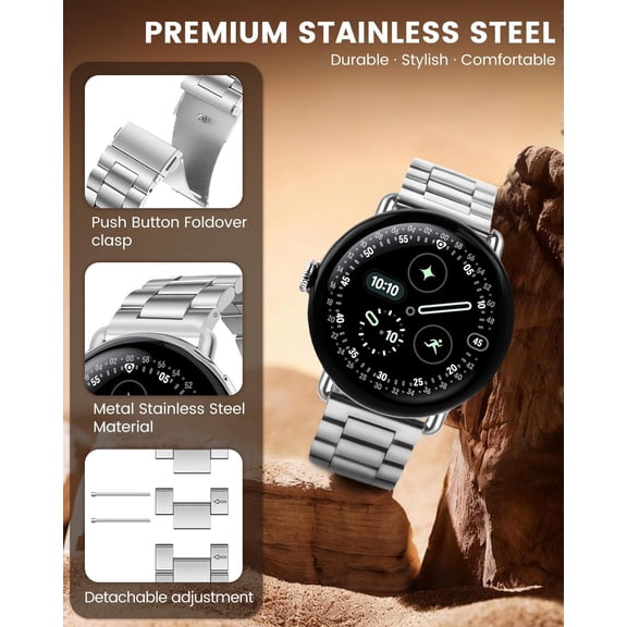 ASIASN-Metal Band Compatible with Google Pixel Watch 4/3 45mm Bands, Business Stainless Steel Watch Band for Google Pixel Watch 4 45mm, Metal Chain Link Bracelet Strap for Pixel Watch 3 45mm Men