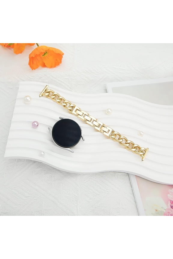 -Metal Chain Band Compatible with Samsung Galaxy Watch 7 6 5 4 FE Band 40mm 44mm,Galaxy Active 2 Watch Band/Galaxy Watch 6 4 Classic, 20mm Stainless Steel Bracelet for Women Men