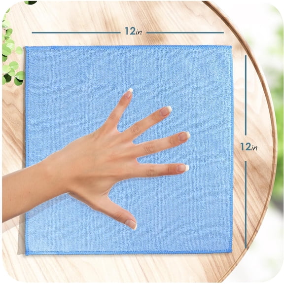 ASIASN-Microfiber Cleaning Cloth, Microfiber Towels for Cars 24 Pack Washcloths, Blue Cleaning Rags, Reusable Microfiber Towel, Microfiber Cloth Rags for Cleaning, Lint Free Cloth