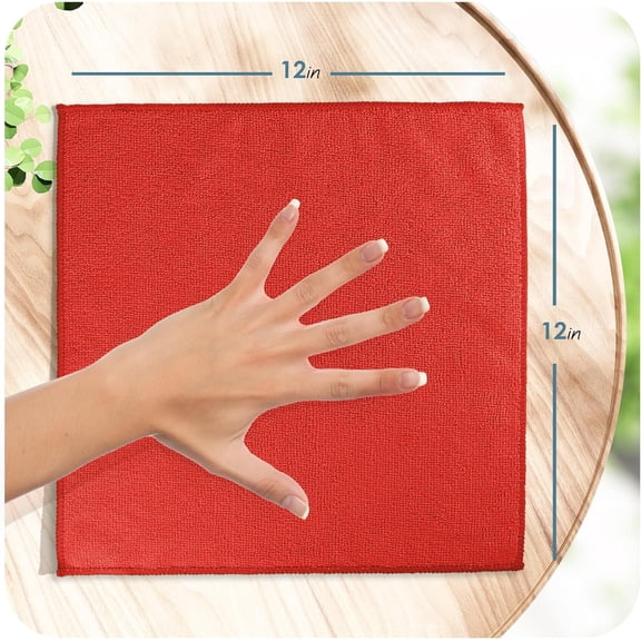 ASIASN-Microfiber Cleaning Cloth, Towels for Cars 24 Pack Washcloths, Red Rags, Reusable Towel, Cloth Rags Cleaning, Lint Free 12x12inch