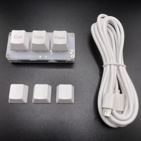 ASIASN-Mini 3-Key Cut Copy Paste Ctrl X C V with SayoDevice Keyboard RGB Macro Pad Gaming Mechanical OSU Keypad Programmable for Working and Gaming. (White)