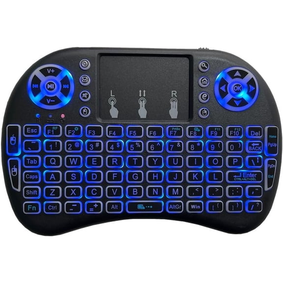 ASIASN-Mini Keyboard i8 2.4G Mouse Wireless with Touchpad, Tricolor Backlight Handheld Remote for Android TV Box (English Version)