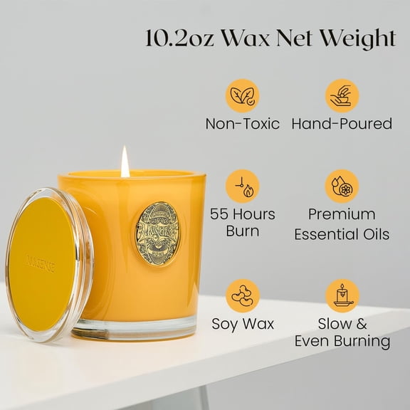 ASIASN-Natural Soy Candle| Mango Musk Yellow | 10.2 oz, 55H Burn | Luxury Scented Candle for Relaxation, Gifting, Home Dcor | for Bedroom, Office, Party