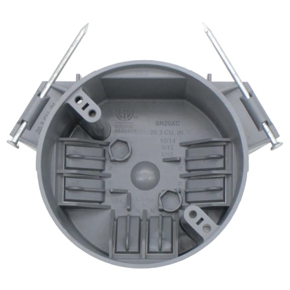 ASIASN-New Work Round Outlet Box 20.3 cu.in PVC Shallow New Work Electrical Ceiling Box with Two Nails for Residential and Light Commercial ETL Listed 3-pcaks