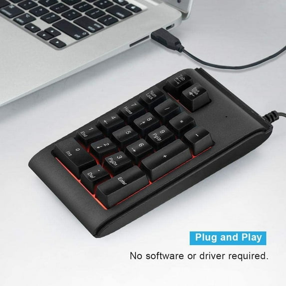 ASIASN-Numeric Keypad with 3-Color LED Backlight, USB Wired Mini 19 Key ...
