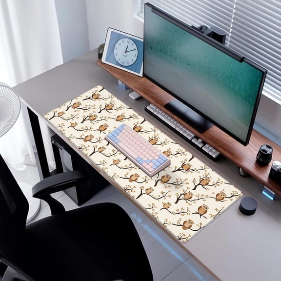 ASIASN-Owl Gaming Mouse Pad, Desk Mat, Non-Slip Rubber Base Cool Aesthetic MousePads for Computer Laptop Keyboard Office School Home Desktop Decor 31.5" x 11.8"