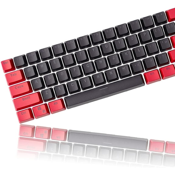ASIASN-PBT Keycaps Red and Black Keycaps 60 Percent, OEM Profile Custom keycaps Set, Suitable for Cherry MX Switch Mechanical Keyboard