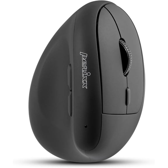 ASIASN-PERIMICE-608II Wireless Vertical Mouse, 2.4GHz, 6 Buttons, Adjustable DPI 800/1200/1600/2400, Right-Handed Design, USB Receiver, Black