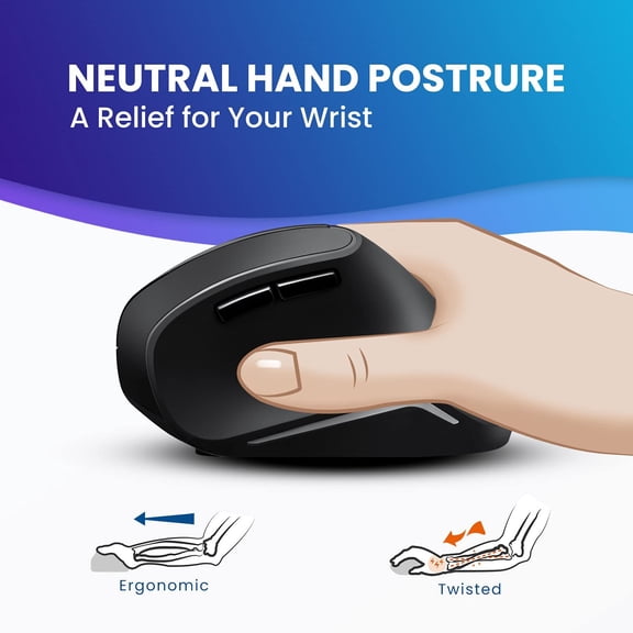 ASIASN-PERIMICE-715II Wireless Ergonomic Vertical Mouse - 2.4 G - 800/1200/1600 DPI - Right Handed Natural Ergonomic Vertical Design