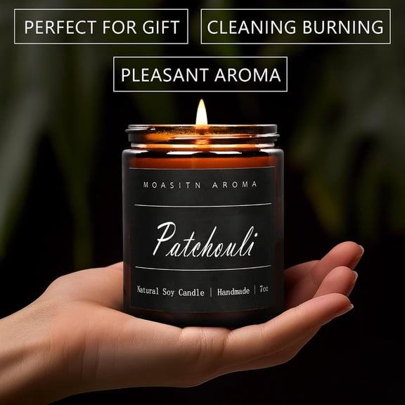 ASIASN-Patchouli Highly Scented Candles for Home| Natural Soy Aromatherapy Candle| Handmade Long Lasting Jar Candle| Candel Gift for Women,Men as Relaxing,Birthday,Housewarming Gifts| 7oz
