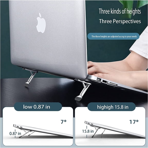 ASIASN-Portable Invisible Laptop Stand Mini Aluminum Cooling Pad Keyboard Riser Ergonomic with Computer Keyboard Stand, Laptop Kickstand, Laptop Legs, Light Grey