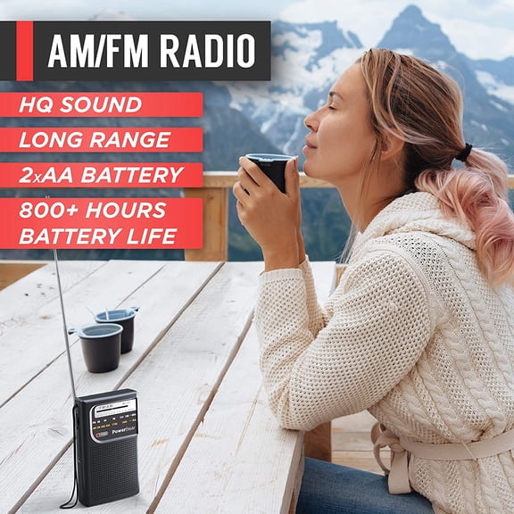 ASIASN-Portable Radio | AM/FM, 2AA Battery Operated with Long Range Reception for Indoor, Outdoor & Emergency Use | Radio with Speaker & Headphone Jack (Black)