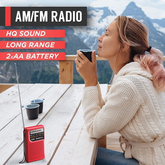 ASIASN-Portable Radio | AM/FM, 2AA Battery Operated with Long Range Reception for Indoor, Outdoor & Emergency Use | Radio with Speaker & Headphone Jack (Red)