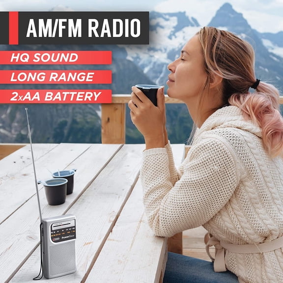 ASIASN-Portable Radio | AM/FM, 2AA Battery Operated with Long Range Reception for Indoor, Outdoor & Emergency Use | Radio with Speaker & Headphone Jack (Silver)