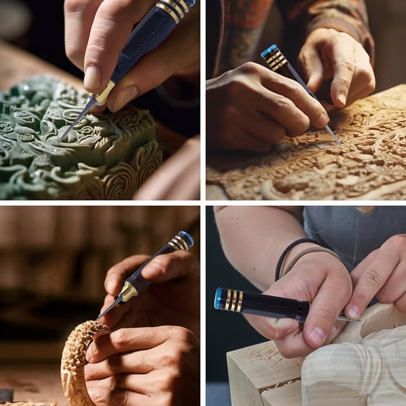 ASIASN-Prime Model Scriber Gundam Resin Carved Scribe Line Hobby Cutting Tool Chisel, Model Chisel with 7 Blades (0.1/0.2/0.4/0.6/0.8/1.0/2.0mm) for Carving Cutting, Panel line, Scale Model(Black)