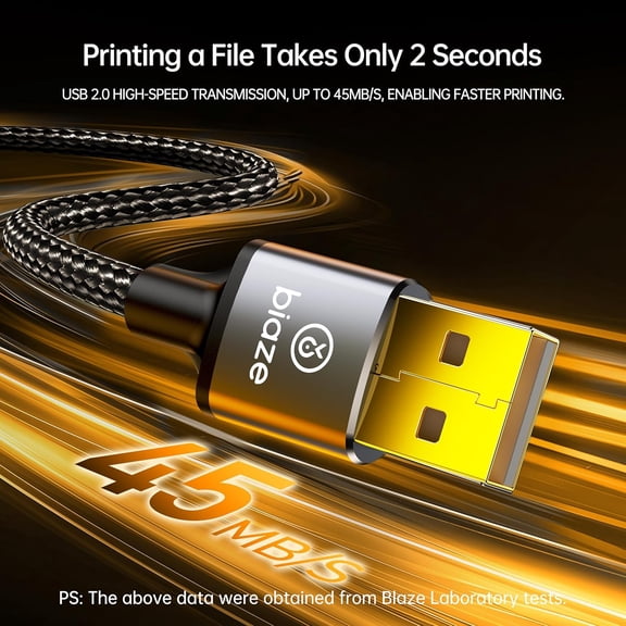 ASIASN-Printer Cable Splitter 2 in 1 Out, USB 2.0 Sharing Switch for Two Computers to One USB Device, 3.5m/11.5ft USB A to B Data Cable for Printer, Scanner, Keyboard, Mouse, Plug and Play