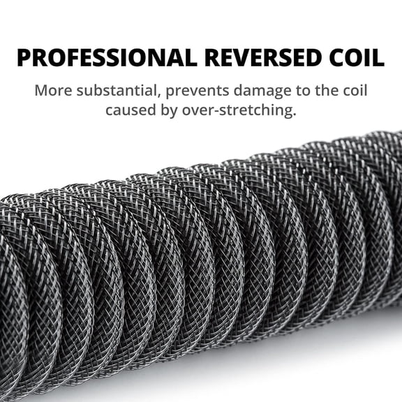 ASIASN-Pro Custom Coiled USB C Cable for Gaming Keyboard, Double-Sleeved Mechanical Keyboard Cable with Detachable Metal Aviator, 1.5M USB-C to USB-A, Carbon Black Color