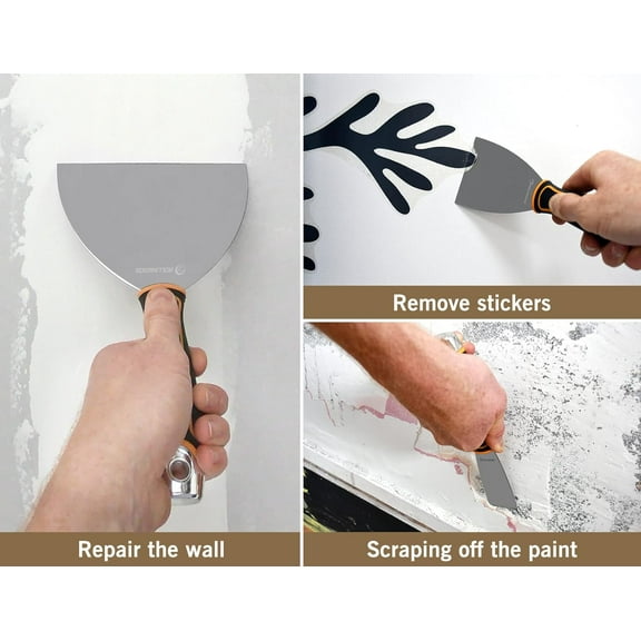 ASIASN-Putty Knives - Putty Knife Scraper,Putty Knife Set for Paint Scraper,Drywall Repair Mud Knife and Wallpaper Stripping,Pack of 3 (1.5" 3" 6")