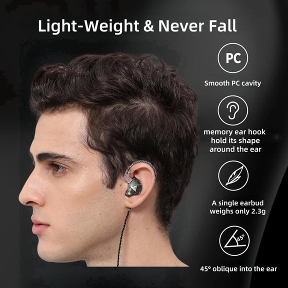 ASIASN-QKZ AK6 Pro Wired IEM for Gaming Earbuds with MIC, in Ear Monitor Headphones, Deep Bass Sound, 1DD 10mm Dynamic Driver, IEM for Music Video Calling(2PCS Black)