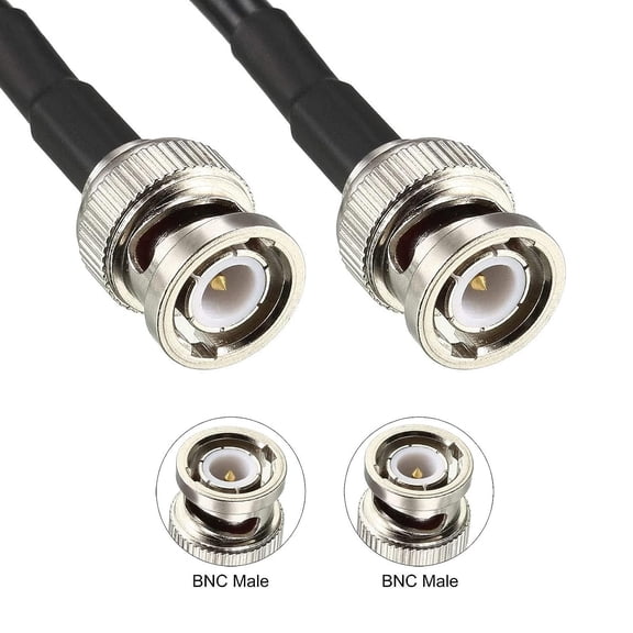 ASIASN-RG58 Coaxial Cable 50Ft (15.24M), 50 Ohm BNC Male to BNC Male Low Loss Coax Cable for HAM & CB Radio, Antenna Analyzer, Security CCTV Camera