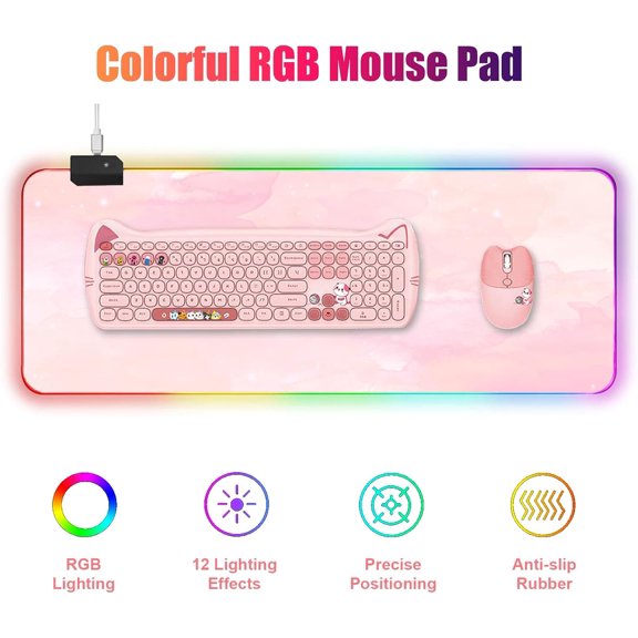 ASIASN-RGB Large Gaming Mouse Pad, Extended Mouse Pad with 12 Lighting Effects, Water Proof Mutispandex Surface, Non-Slip Rubber Base, 80x30 cm / 31.511.8 in (Pink Nebula)