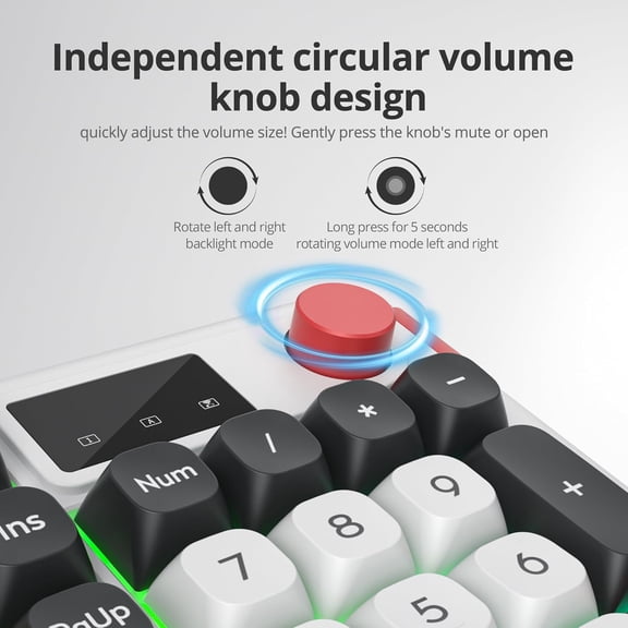 ASIASN-RGB Mechanical Feel Membrane Wireless Keyboard, Wired/Bluetooth/2.4G Silent ABS Ball Cap Gasket Structure Gaming Office Keyboard for PC/Mac/Win(98 White)