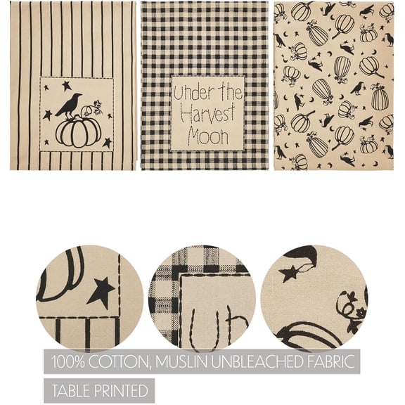 ASIASN-Raven Harvest Rustic Decor Tea Towel Set of 3 19x28