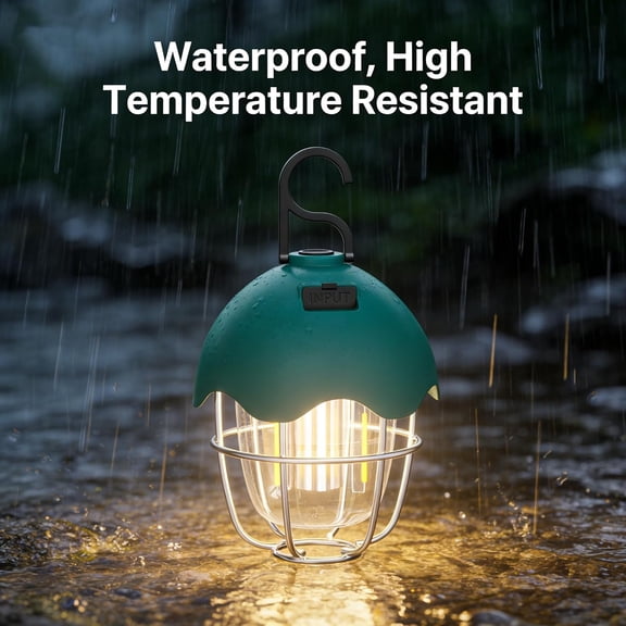 ASIASN-Rechargeable Camping Lantern Flashlight  Bright Small Camping Essential with Metal Frame, USB Rechargeable for Camping, Hiking, Emergency, and Home Use (Turquoise Blue)