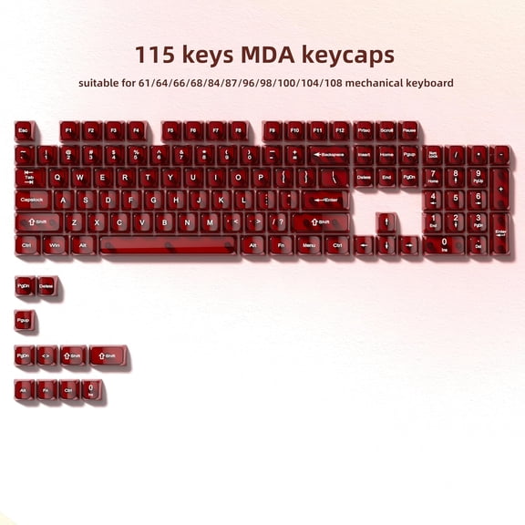 ASIASN-Red Clear keycaps,Transparent keycaps 60 75 100 Percent,Ceramic Jelly Key caps Set,Shine Through Key caps.,MDA Profile Keyboard Key Cap for Mx Switches Mechanical Keyboard