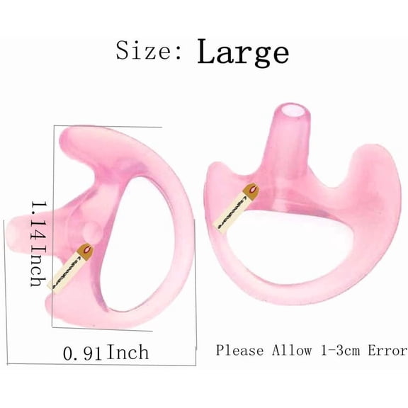 ASIASN-Replacement Earmold Earbud (Left and Right Ear) for Two Way Radio Acoustic Coil Tube Earpiece - Open Ear Insert Earmould Earbuds Pink Large Soft Silicone Material 10 Pairs