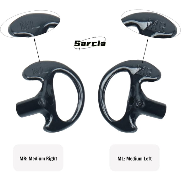 ASIASN-Replacement Earmold Medium Black Soft Earmold Left/Right Ear Compatible with Kenwood Baofeng Motorola Midland HYT Vertex Cobra Icom Walkie Talkie Two Way Radio Acoustic Tube Earpiece,10 Pairs