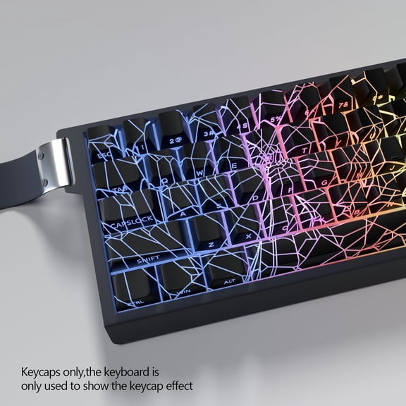 ASIASN-Reticulated Black Keycaps - PBT Side Printed Translucent Keycap,Cherry Profile Keycap Set 74 Keys, for Cherry MX Switches Mechanical Keyboards (Key Caps Only)